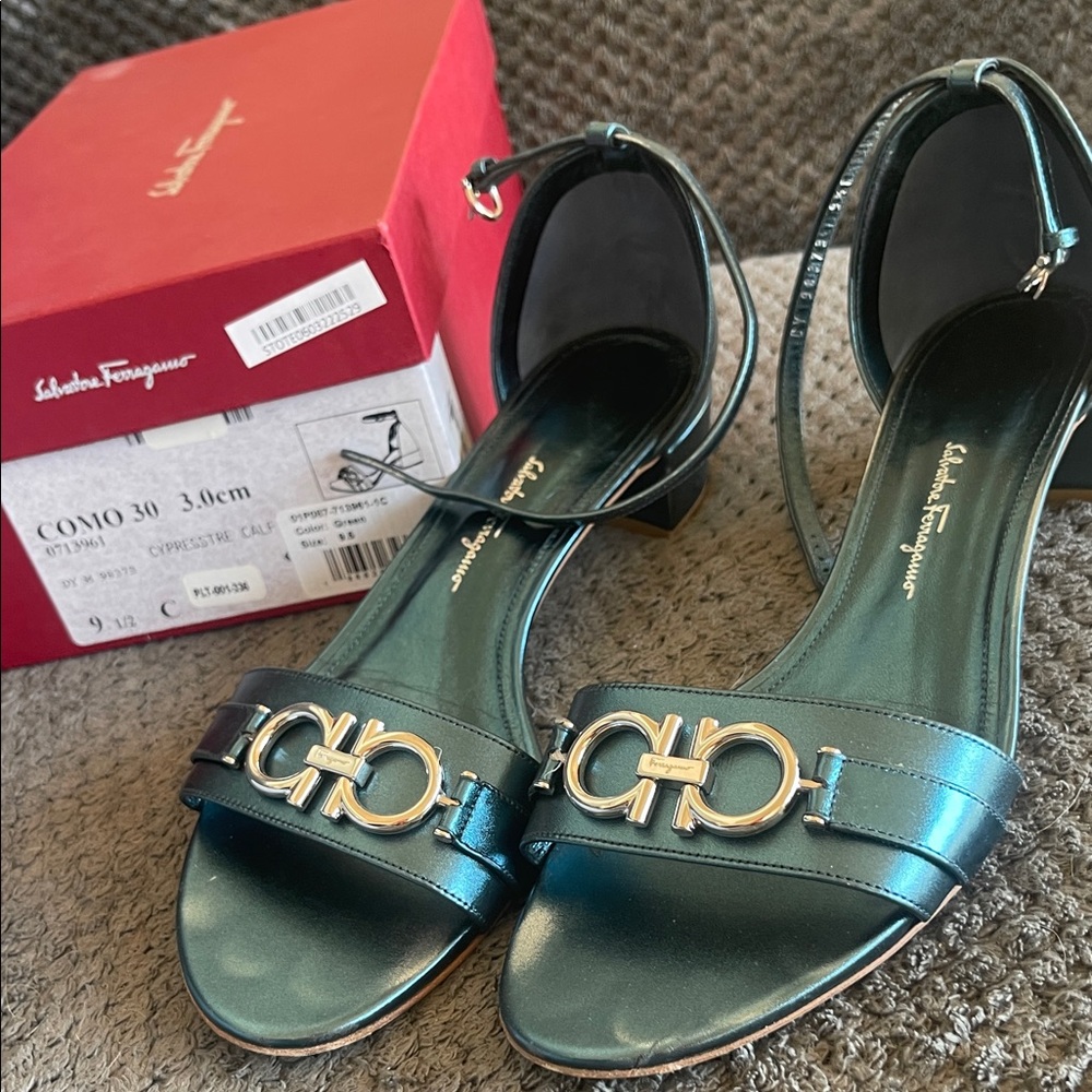 Salvatore Ferragamo Women's Metallic Teal Sandals